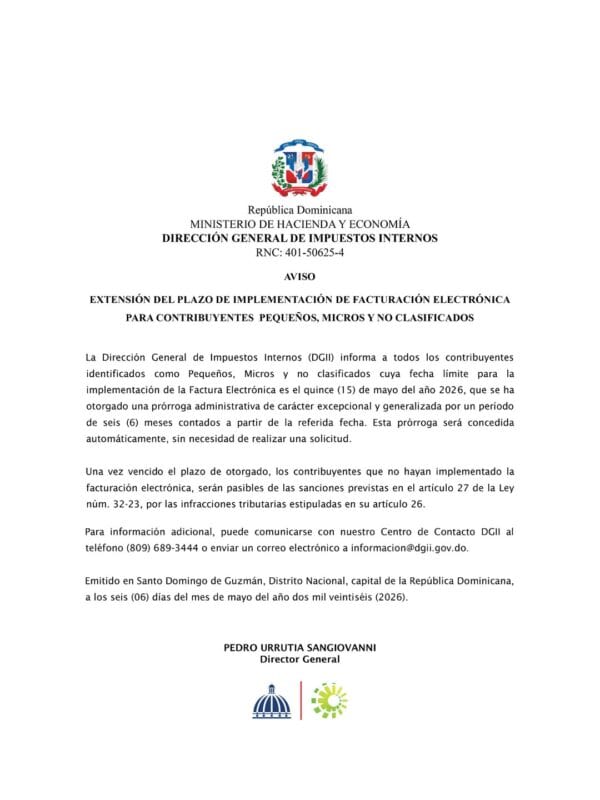 Extension del plazo de implementacion de Facturacion Electronica para contribuyentes Pequenos Micros y no clasificados